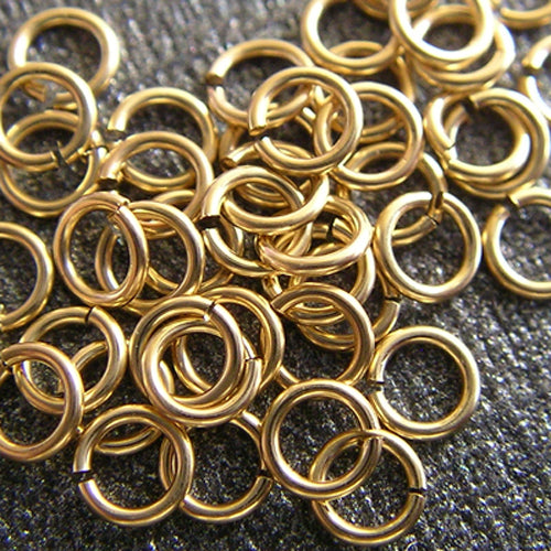 14K Yellow Gold Jump Rings. 3mm Open Jumpring. 5 pcs. Made In USA.