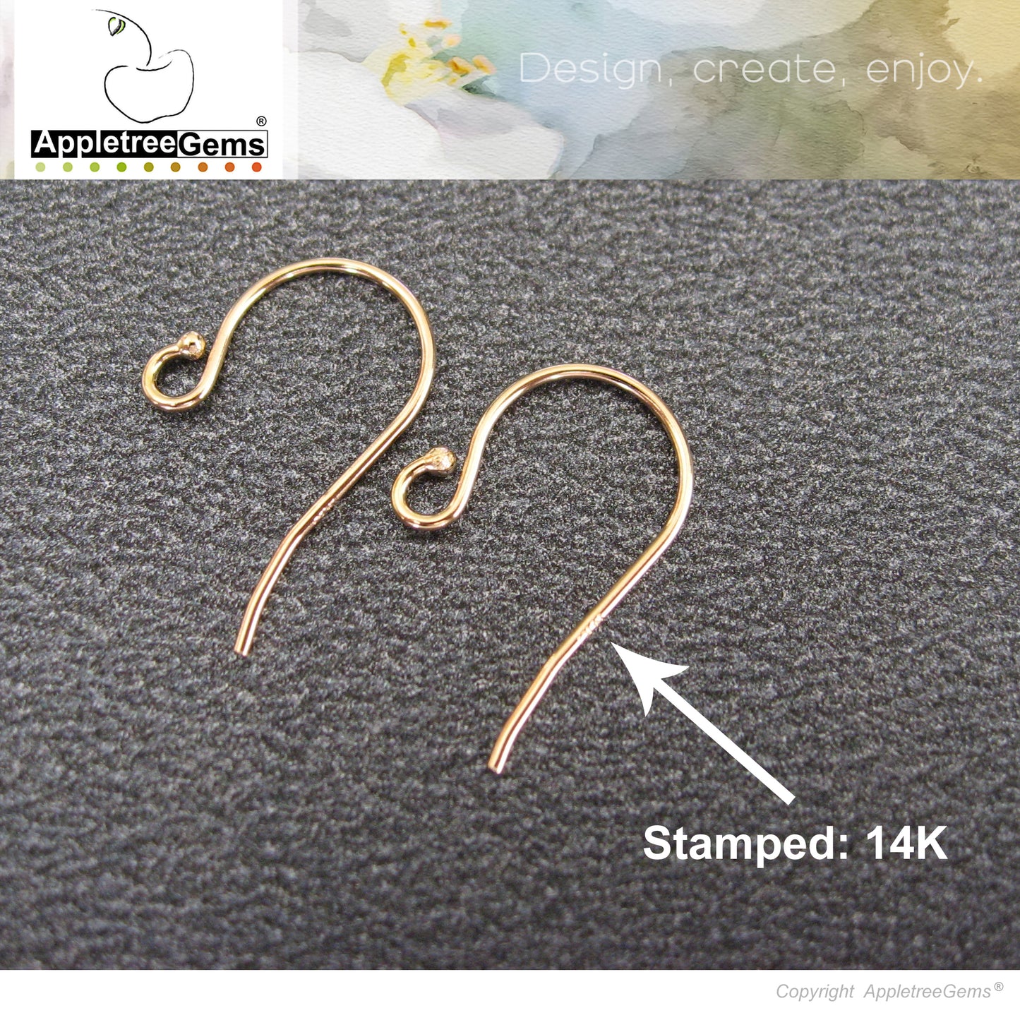 14K Yellow Gold Earwires W/Bead Tip. Made in USA.