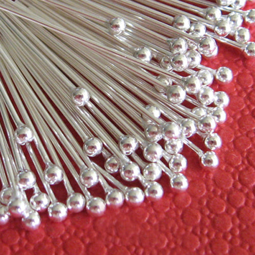 925 Sterling Silver Ball Head Pins. 1.6 in. Made in USA.