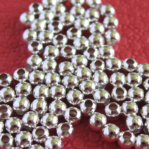 925 Sterling Silver Beads, 2mm, Round, 100 pcs. Made in USA.